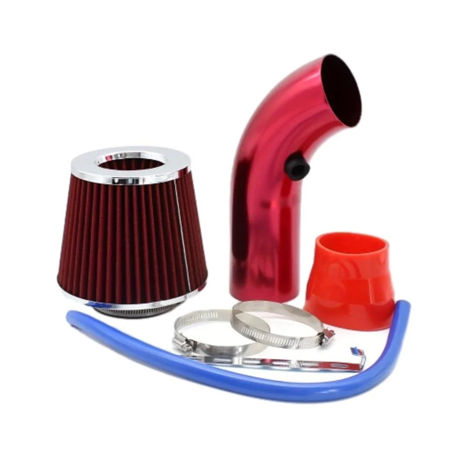 Ansaugschlauch 76mm Aluminium Rohr Kit Auto Umgerüstet Luftfilter Ansaugrohr Filter High Flow Hohe Kalte Luftfilter Auto Lufteinlass(Rot) von AYOK