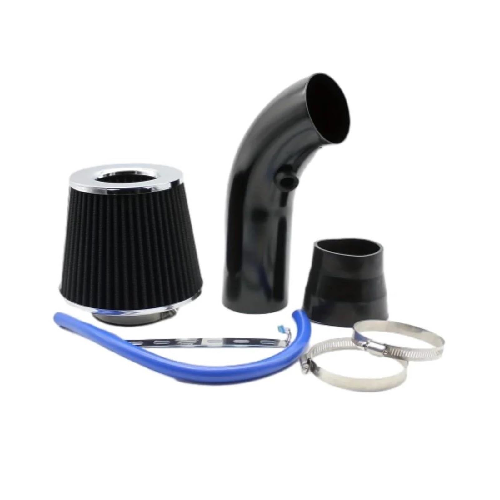 Ansaugschlauch 76mm Aluminium Rohr Kit Auto Umgerüstet Luftfilter Ansaugrohr Filter High Flow Hohe Kalte Luftfilter Auto Lufteinlass(Schwarz) von AYOK