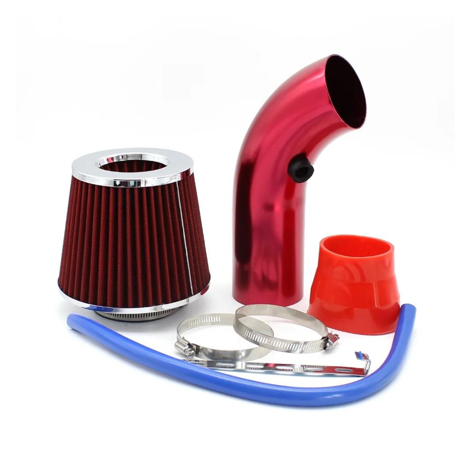 Ansaugschlauch 76mm Auto-Luftfilter Aluminium-Rohr-Kit Umgerüstet Winter Pilzkopf Luftfilter Ansaugrohr Filter High Flow High Cold Auto Lufteinlass(Rot) von AYOK