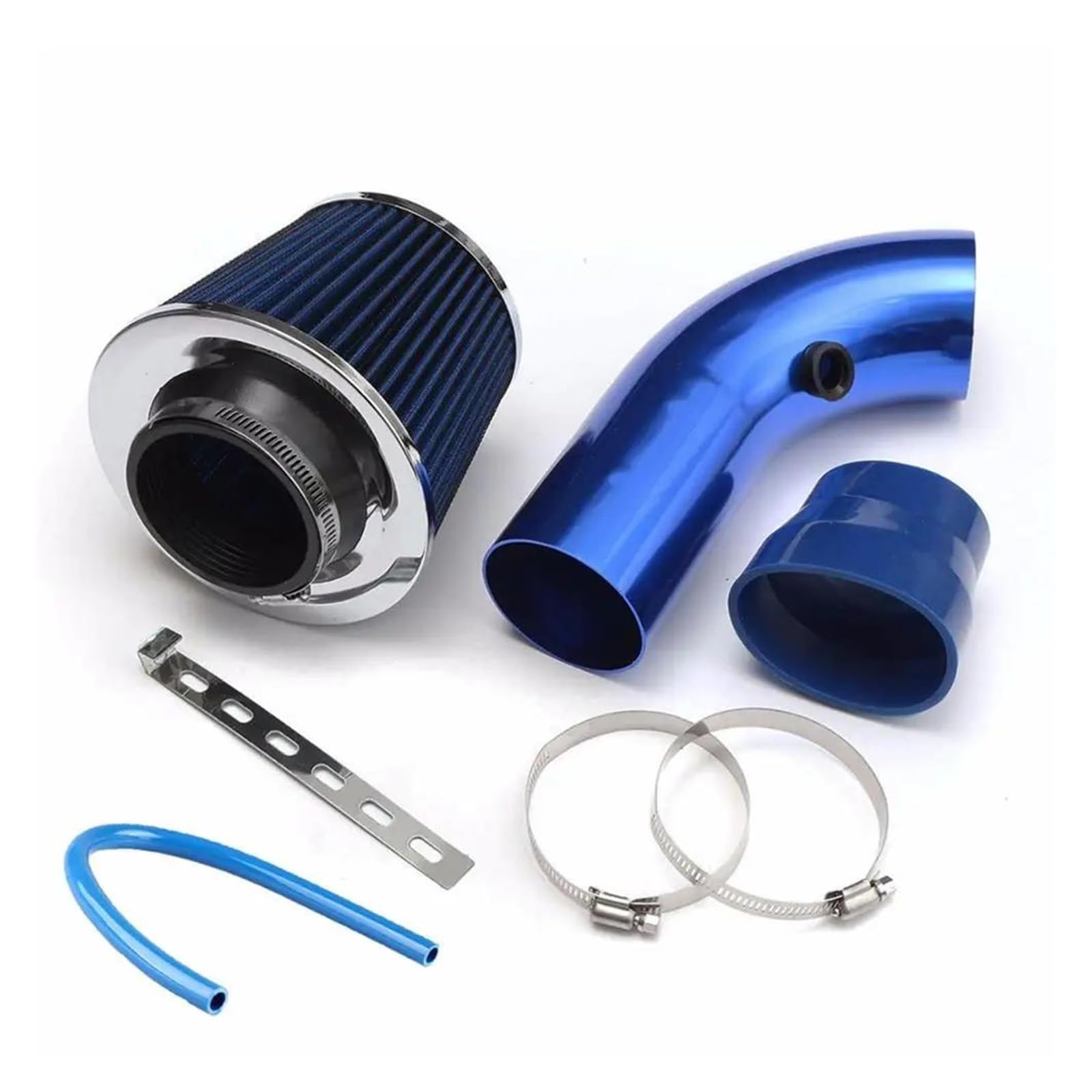 Ansaugschlauch Ansaugrohr Turbo Universal Cold Intake Kit Mit Filter 76mm Auto Automobil Gummischlauch Hochleistungs-Induktionskompressor Auto Lufteinlass(Blau) von AYOK