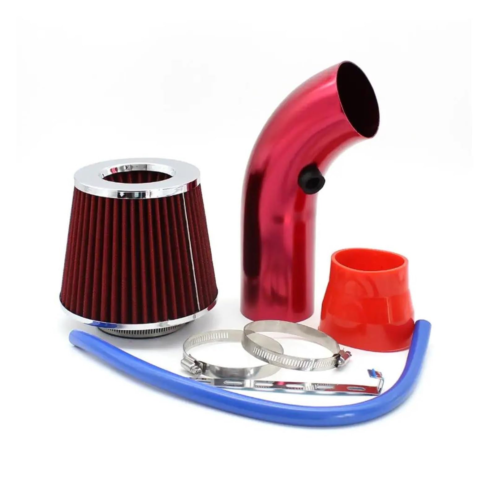 Ansaugschlauch Ansaugrohr Turbo Universal Cold Intake Kit Mit Filter 76mm Auto Automobil Gummischlauch Hochleistungs-Induktionskompressor Auto Lufteinlass(Rot) von AYOK