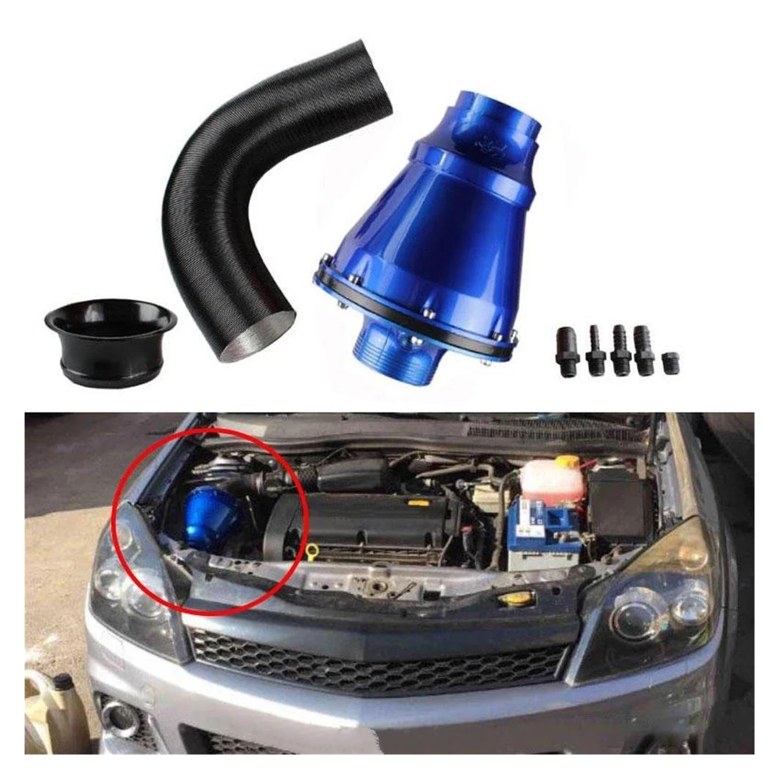 Ansaugschlauch Auto-Universal-Filter 76 Mm 7,6 cm Für Auto SUV Hoher Durchfluss Kaltlufteinlass Rohrreiniger Luftfilter Pilzkopf Luftansaugbalg Auto Lufteinlass(Blau) von AYOK