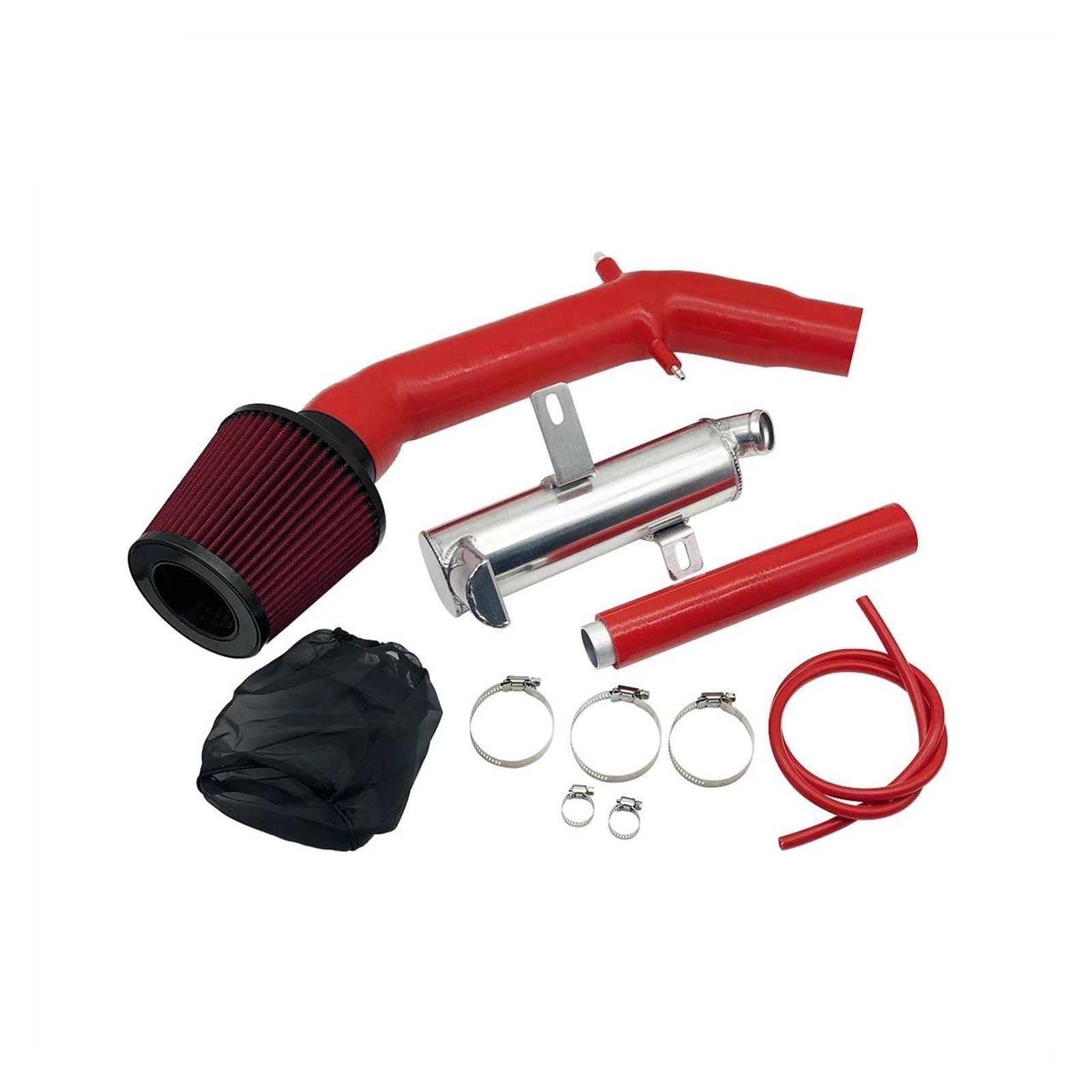 Ansaugschlauch Für Abarth 500 595 695 Mit Reduziertem Wischertank/Luftfilter Aus Aluminium (Ladeluftkühler-Kit Vorn Erforderlich) Modifiziertes Silikon-Ansaugkit Auto Lufteinlass(Rot) von AYOK