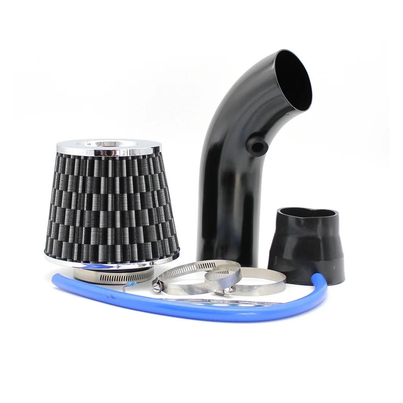 Ansaugschlauch Universal 76mm Aluminium Rohr Kit Auto Umgerüstet Kopf Luftfilter Ansaugrohr Filter High Flow Hohe Kaltluftfilter Auto Lufteinlass(Schwarz) von AYOK