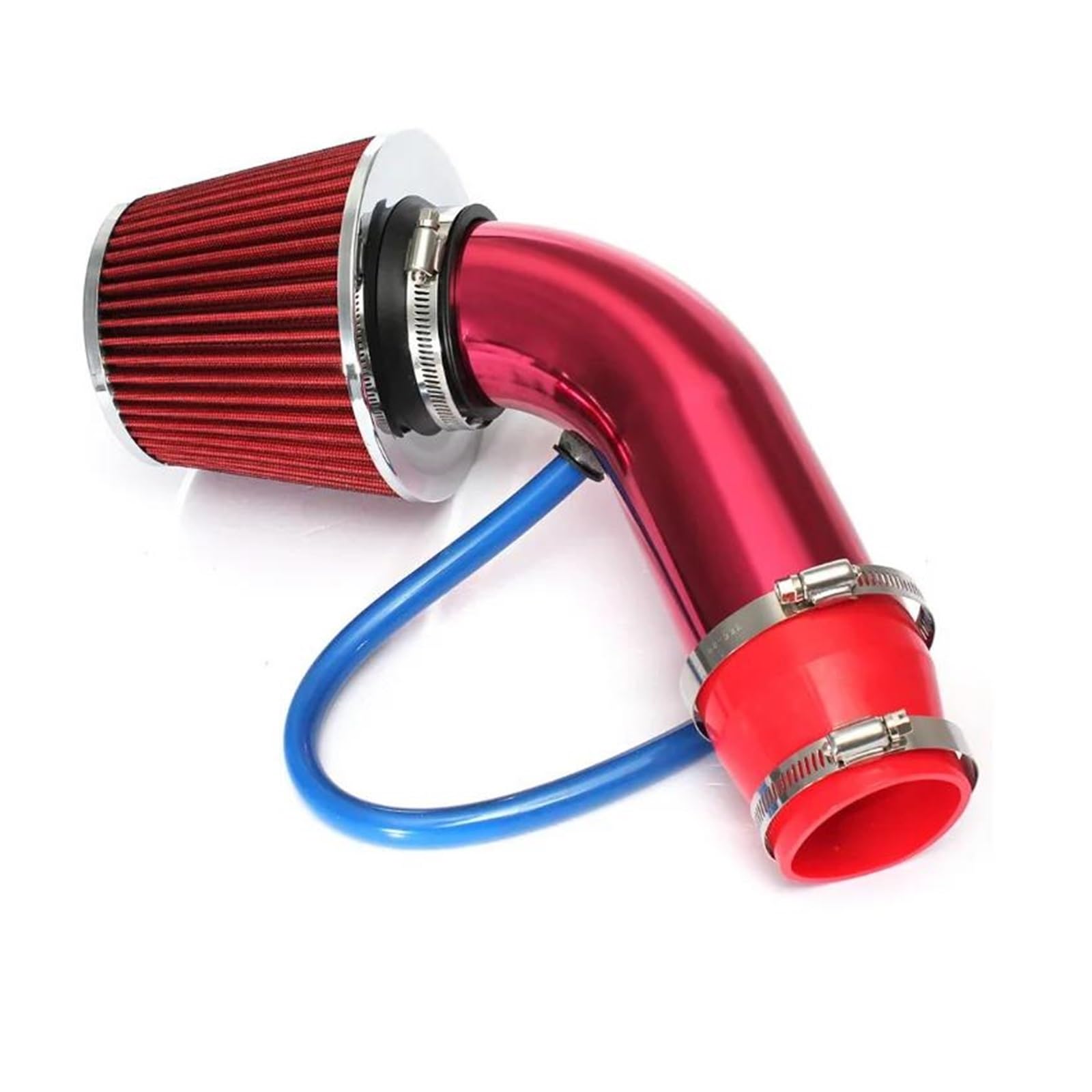 Ansaugschlauch Universal 76mm Auto Racing Cold Air Intake Turbo Induktionsrohr Rohr Kit Aluminium Mit Kegel Luftfilter Einlass Auto Lufteinlass(Rot) von AYOK