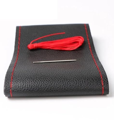 Lenkrad Abdeckung Extra Großer Lenkradbezug Für Wohnmobil LKW Mikrofaser-Leder Auto-Lenkradgeflecht Langlebig 42Cm 45Cm 47Cm 50Cm Lenkradschoner(Red Thread 45cm) von AYOK