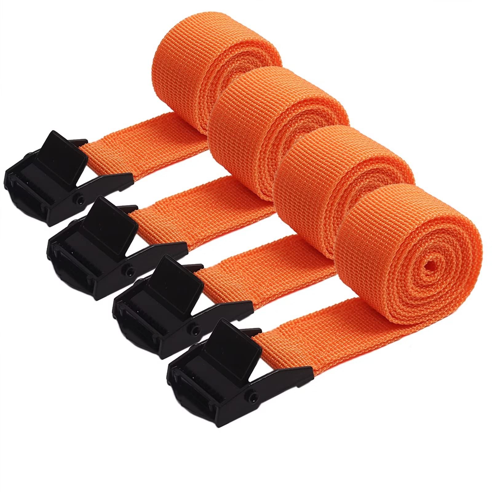 AYUEBO Spanngurt Zurrgurt Befestigungsgurt 4 Stück spanngurt spannbänder belastbar bis 200 kg 4er Pack verstellbare Gurtband für Fahrrad Sackkarre Motorrad Koffer Anhängerkupplung Orange 1m von AYUEBO