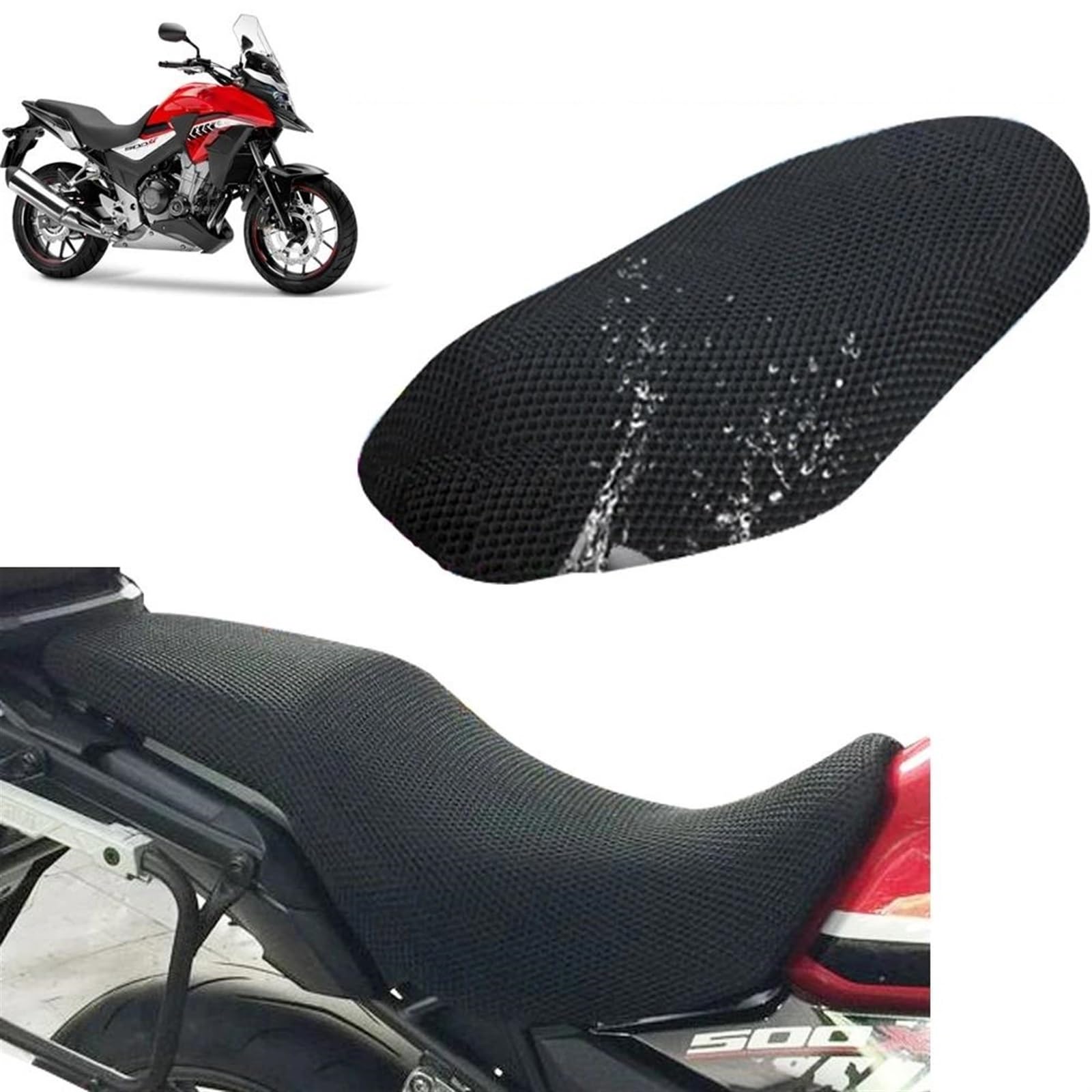 AYUNCAI Atmungsaktiver Netz-Nylongewebe-Sattelsitzbezug für Motorrad, 3D, atmungsaktiv, schützendes Kissen, Sitzbezug für CB500X CB500 X CB400X ​ von AYUNCAI