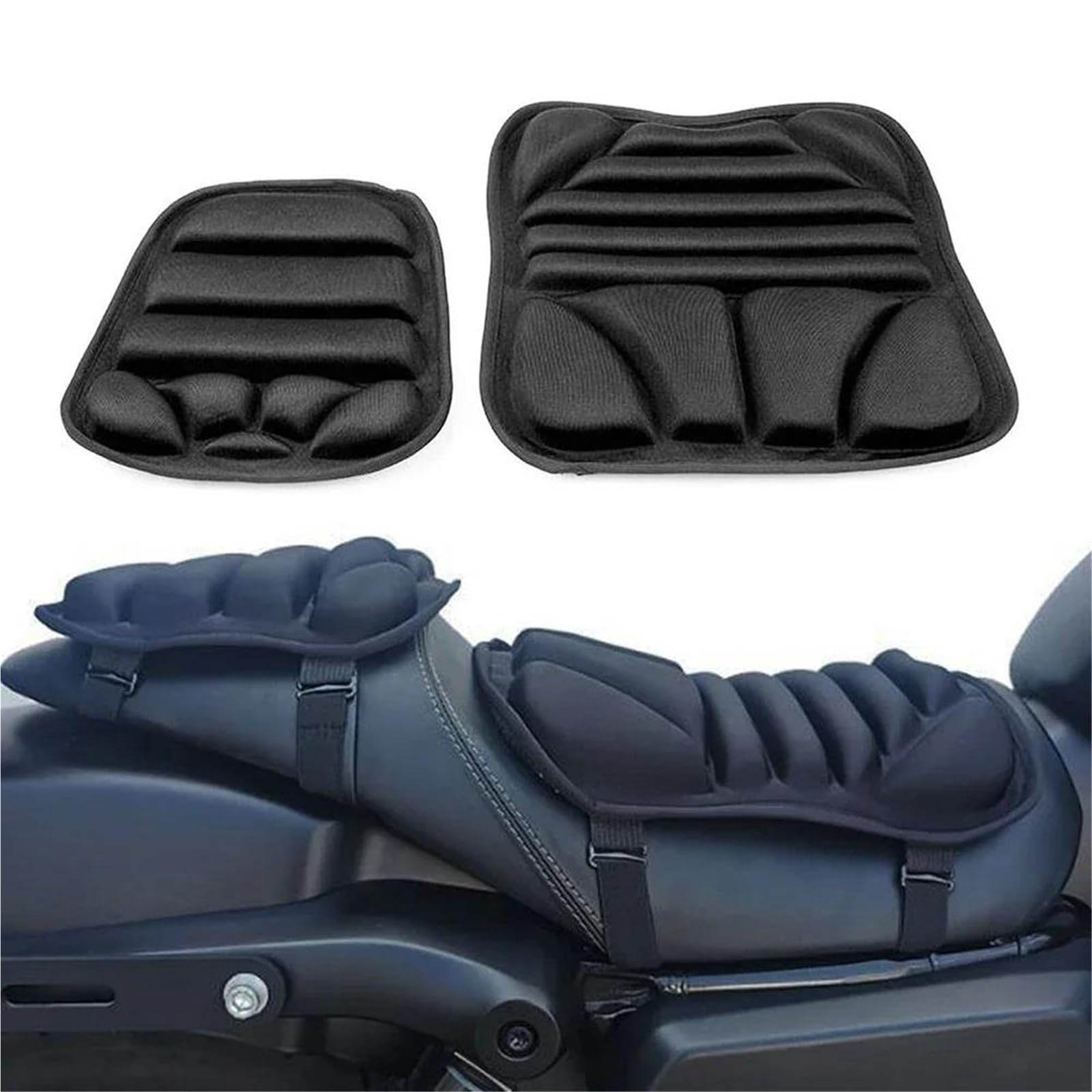 AYUNCAI Sitzbezug Motorrad-Gel-Sitzpolster Mit Rutschfester Struktur, 2 Stück/Set Motorrad-Gel-Kissen, Wiederverwendbares Motorrad-Gel-Pad, Aufblasbar von AYUNCAI