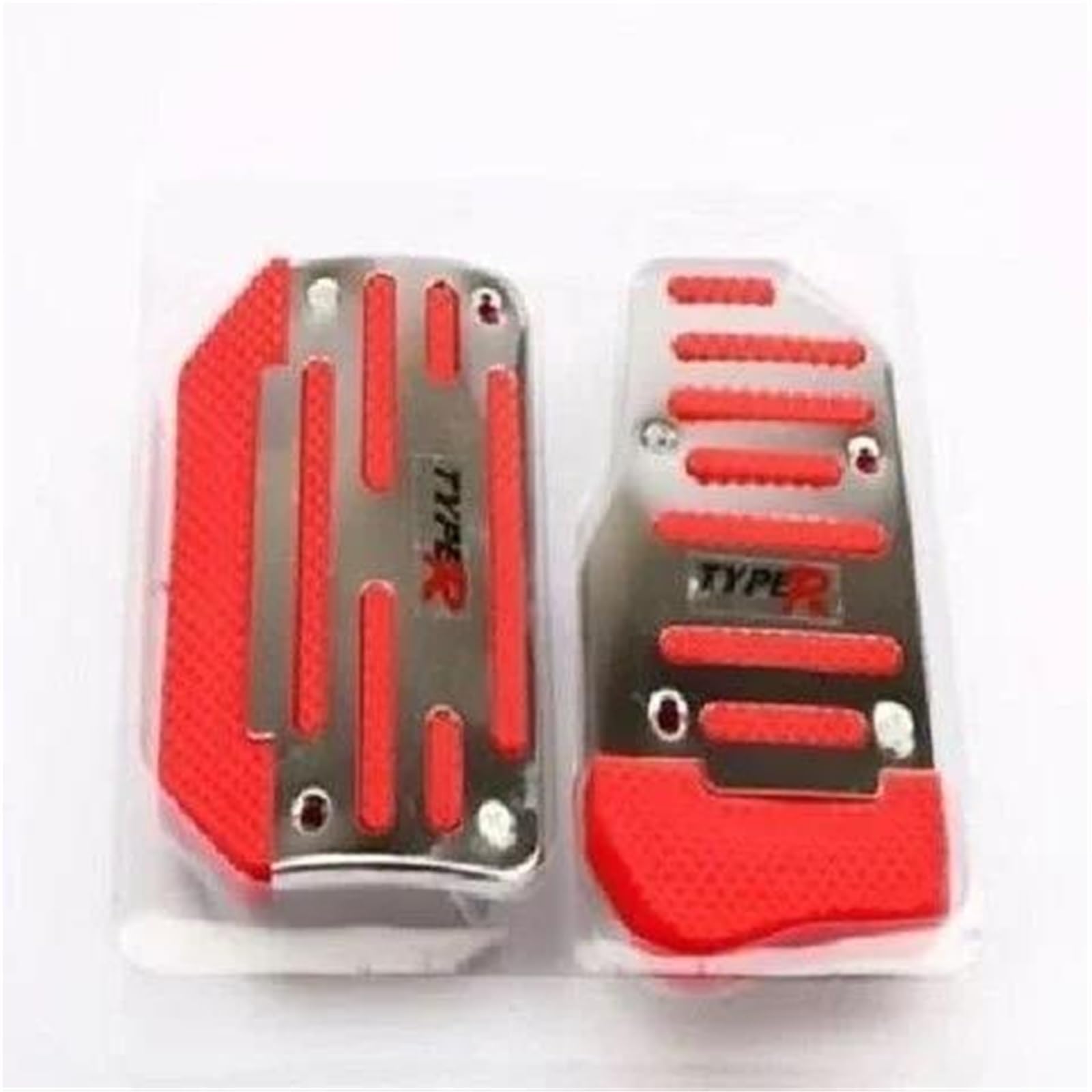 Auto Gaspedal Geändert Universal Kupplung Aluminium Legierung Bremse Nicht-slip Fuß Pedal Nicht-slip Matte Auto Zubehör(Automatic red) von AYUNCAI