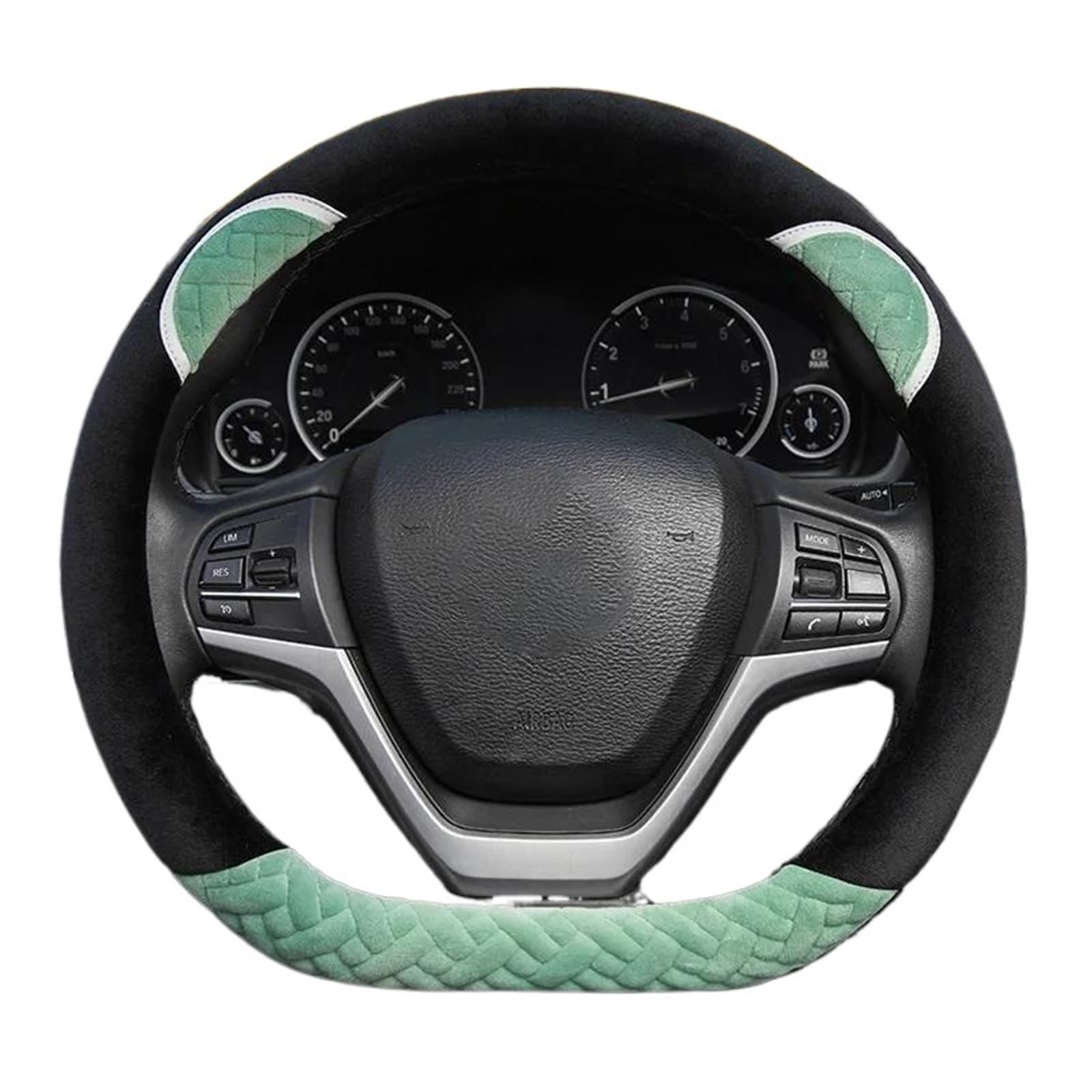 Lenkradschutz 38cm Winter Kurze Plüsch Auto Lenkrad Abdeckung Cartoon Nette Auto Griff Set Beflockung Automotive Innen Modifikation(D Type Green) von AYUNCAI