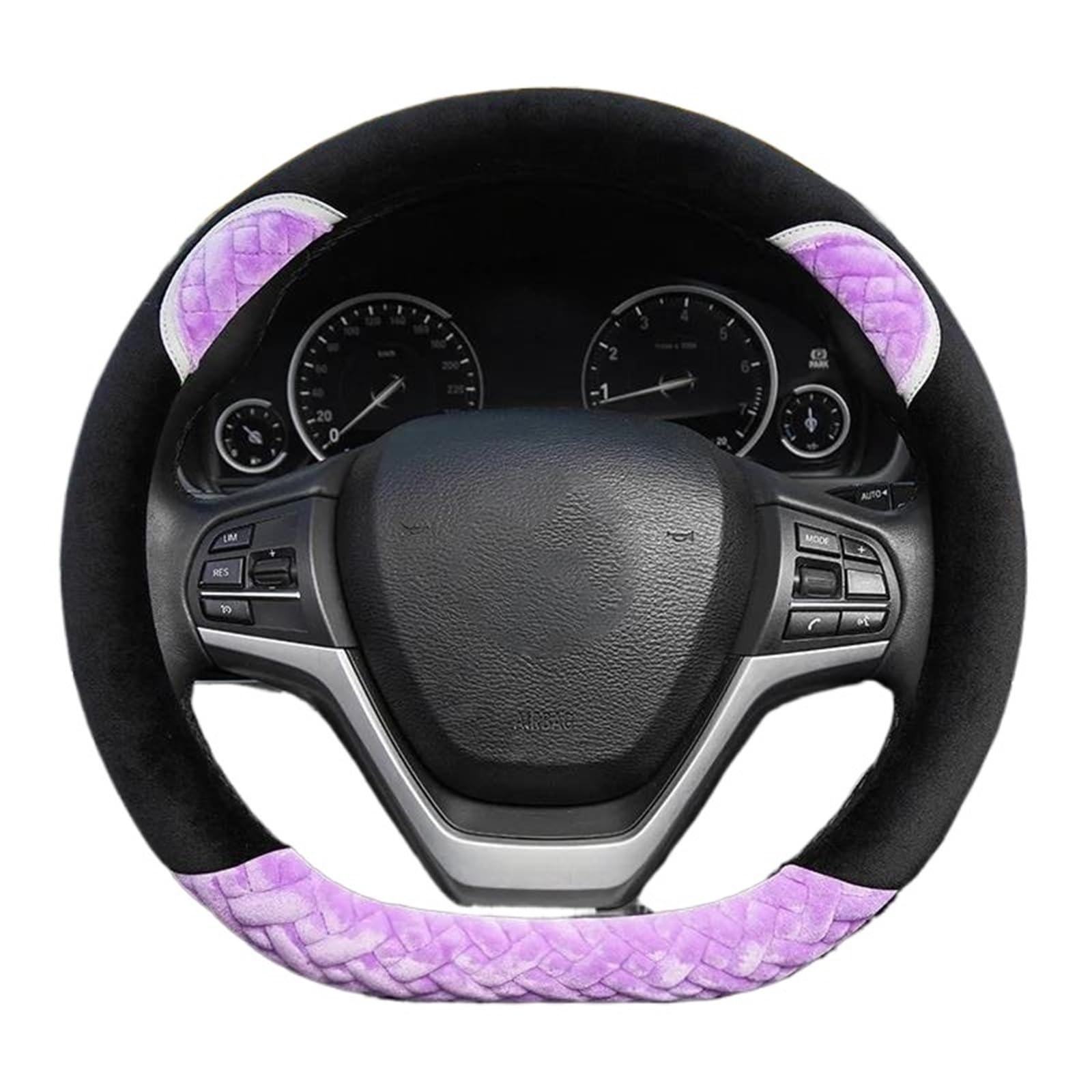 Lenkradschutz 38cm Winter Kurze Plüsch Auto Lenkrad Abdeckung Cartoon Nette Auto Griff Set Beflockung Automotive Innen Modifikation(D Type Purple) von AYUNCAI