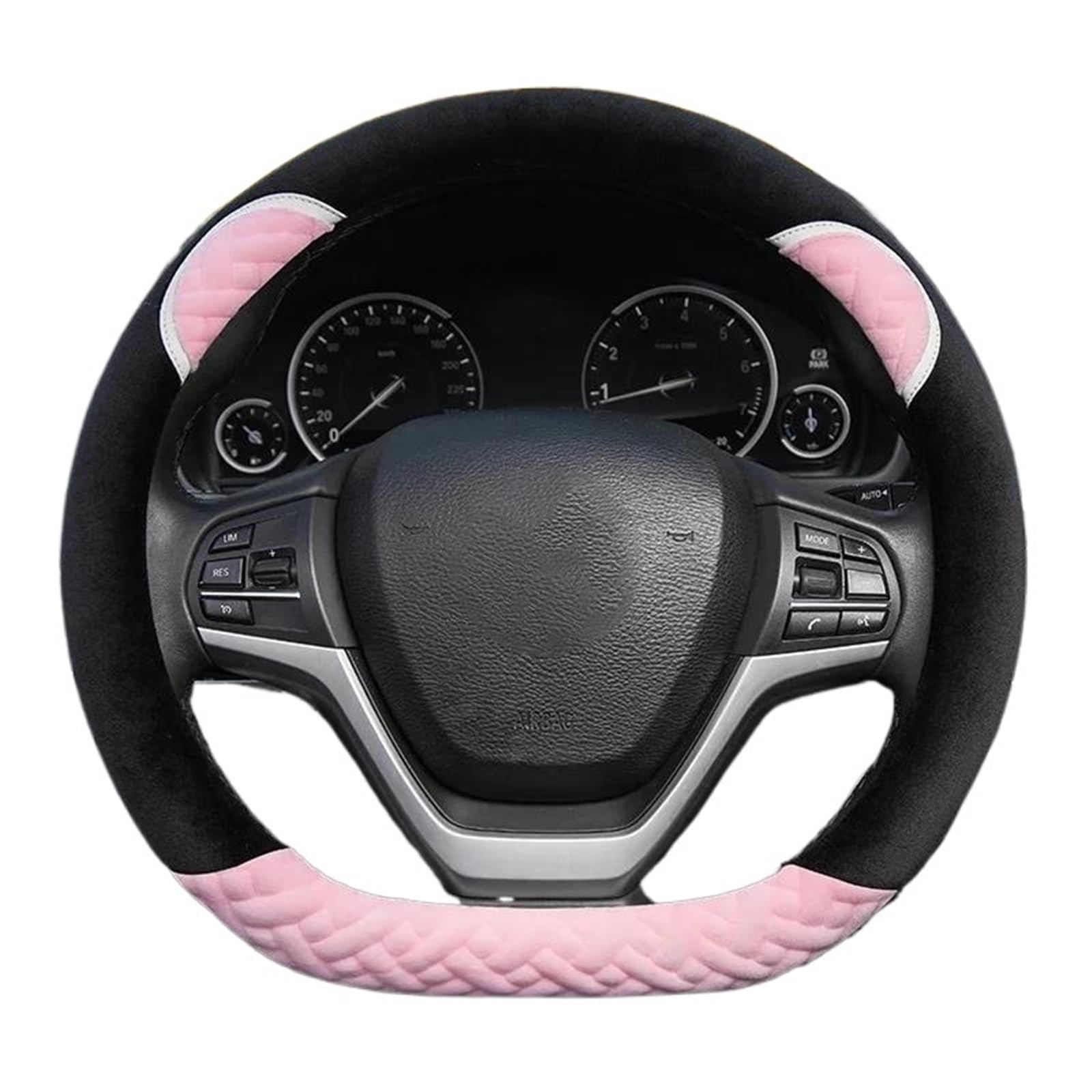 Lenkradschutz 38cm Winter Kurze Plüsch Auto Lenkrad Abdeckung Cartoon Nette Auto Griff Set Beflockung Automotive Innen Modifikation(D Type pink) von AYUNCAI