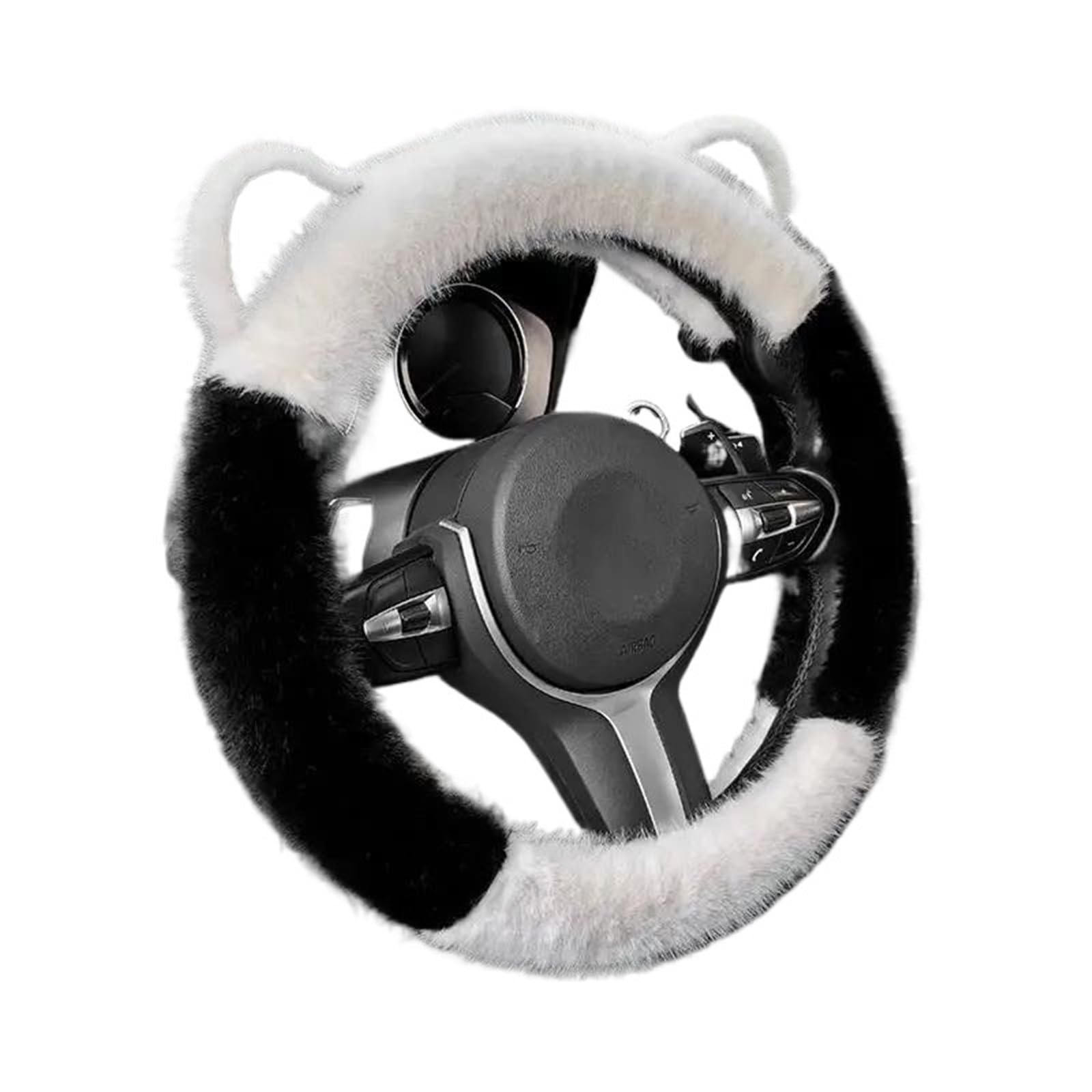 Lenkradschutz Auto Interior Styling Dekoration Auto Lenkung Abdeckung Auto Universal Nicht-Slip Weiche Nette Katze Ohren Plüsch Lenkrad Abdeckung Winter(2) von AYUNCAI