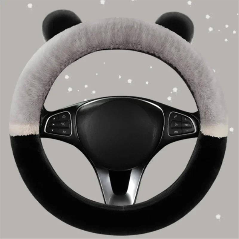 Lenkradschutz Für Lenkrad Heizung Hände Auto Lenkung Wrap Universal 36-38 cm Auto Lenkrad Abdeckung Winter Flauschigen Kaninchen Haar Abdeckung(D) von AYUNCAI