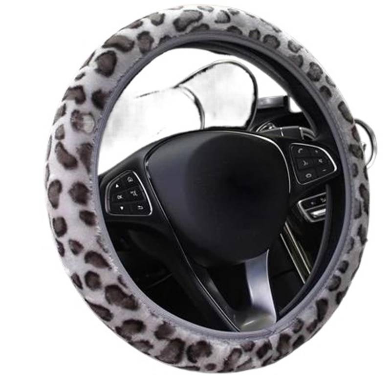 Lenkradschutz Mode Auto Lenkrad Abdeckung Volant Plüsch Leopard Print Geflecht Auf Die Lenkrad Funda Volante 3 Farben Auto Auto Styling(Chrome) von AYUNCAI