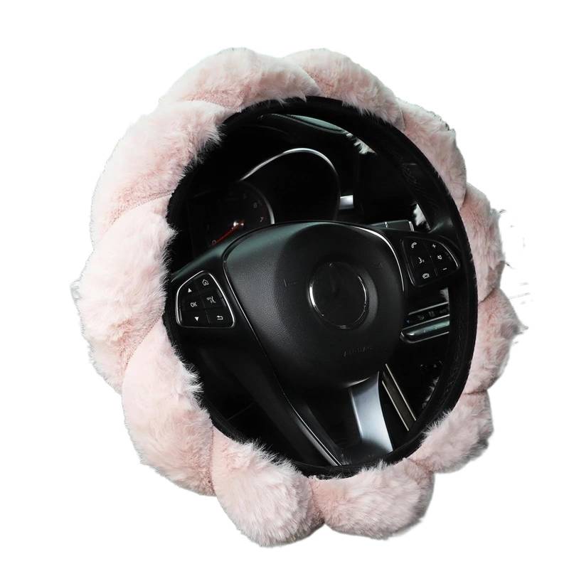 Lenkradschutz für 38,1 cm (15 Zoll) Auto-Innenraum, Winter, Unisex, 1 künstliches Plüsch-Kaninchen-Auto ohne Innenring, Lenkradbezug, geeignet (Rosa) von AYUNCAI