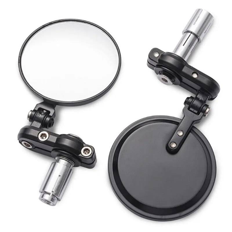 Umbausatz 2 TEILE/SATZ 22mm Universal Motorrad Spiegel Aluminium Schwarz Griff Bar End Rearview Außenspiegel Motor Zubehör von AYUNCAI