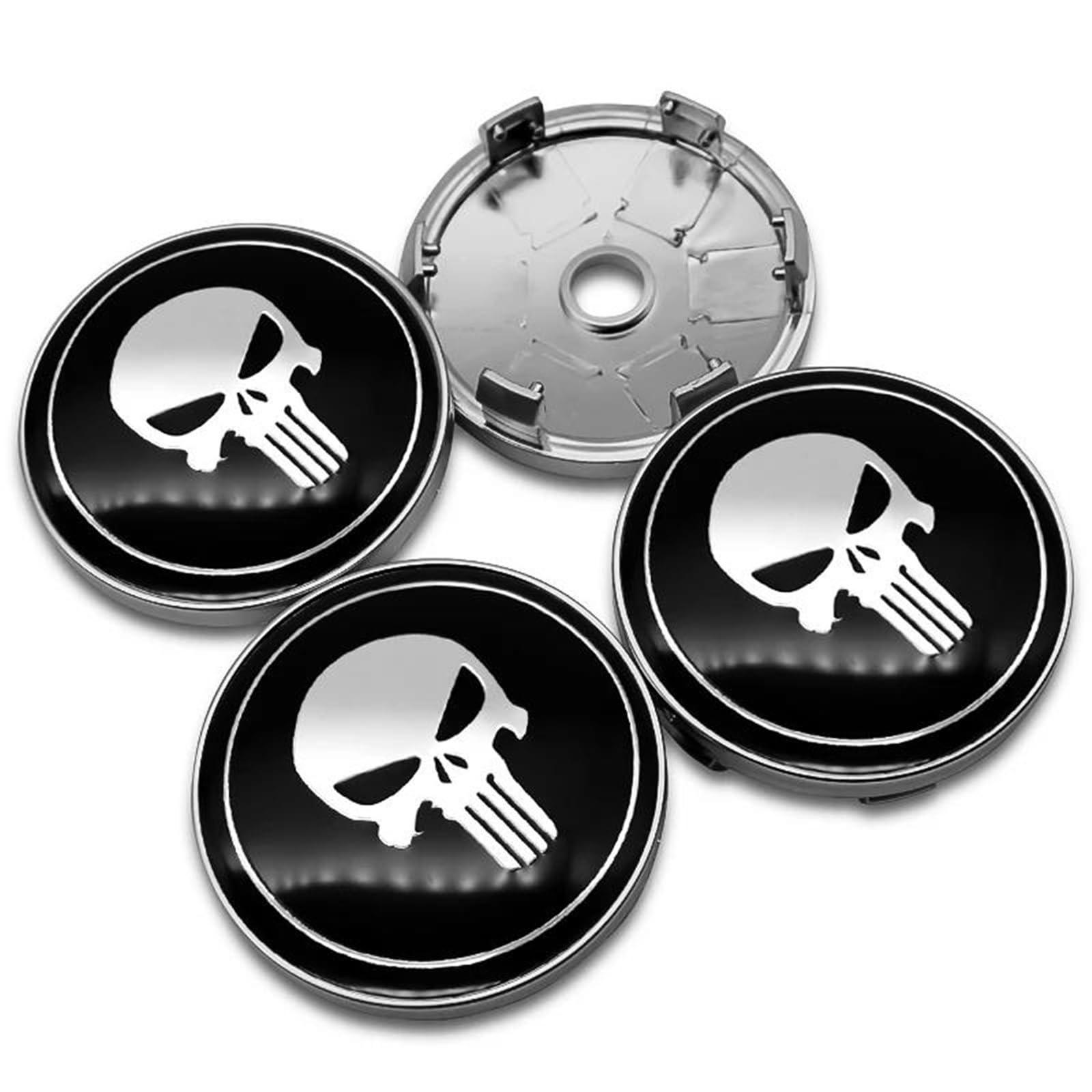 Unverzichtbar für Automobile, 4 Stück, 56 mm, 60 mm, Totenkopf-Emblem, Radnabenkappen, Auto-Styling-Zubehör (A-60 mm Abdeckung) von AYUNCAI