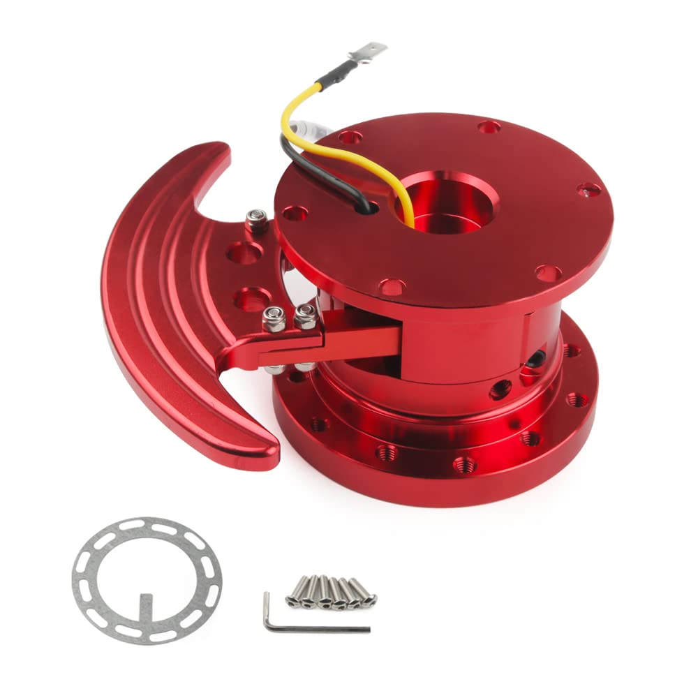 Lenkrad Schnellspanner，Lenkrad Schnellverschluss Lenkrad Quick High Tilt Racing Release Hub Kit Adapter Body Abnehmbarer Snap Off Kit(Red) von AYXAMO