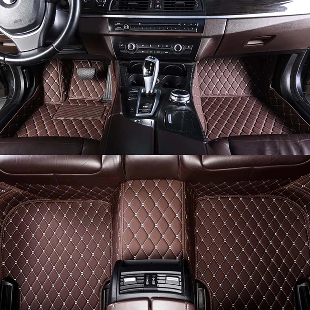 Auto Fußmatten Für Audi Q7 7 Sitze 2020-2023 Leder Matte Teppich Auto Wasserdicht Teppich Set Innen Zubehör,Coffee von AZIZAT