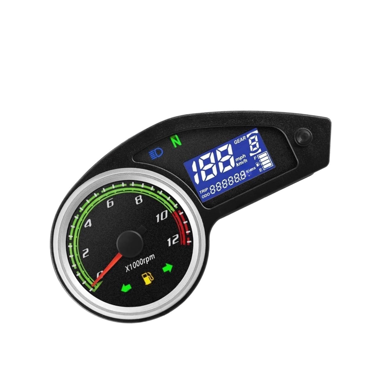 AZSUL Drehzahlmesser Für 12V Motorrad Universal Digital 0~12000 RPM Tachometer Instrument Kilometerzähler Dashboard Tacho Kraftstoff von AZSUL