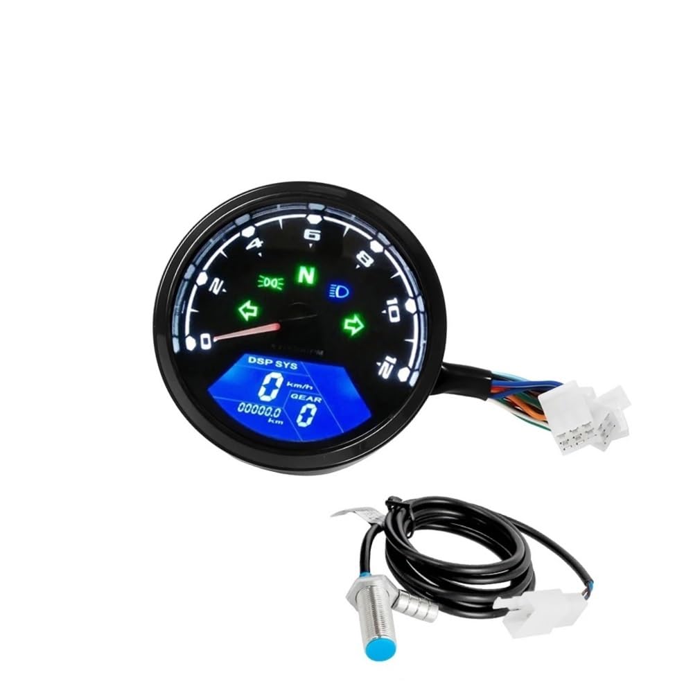 AZSUL Drehzahlmesser Für 12V Motorrad Zubehör Universal Tachometer Tachometer Kraftstoff Meter Dashboard Kilometerzähler Anzeige von AZSUL