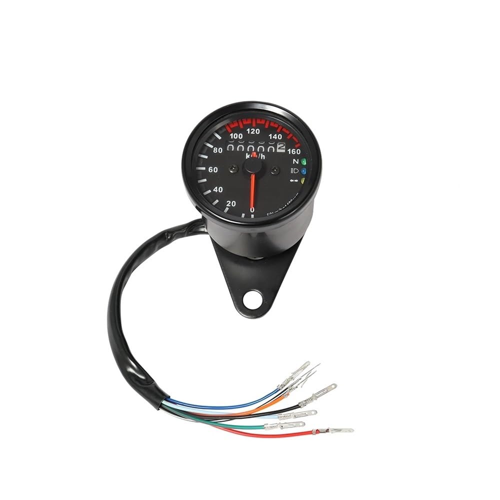 AZSUL Drehzahlmesser Motorrad Universal Zubehör Tachometer Kilometerzähler Gauge 0-160 Km/h Instrument Anzeige Montage von AZSUL