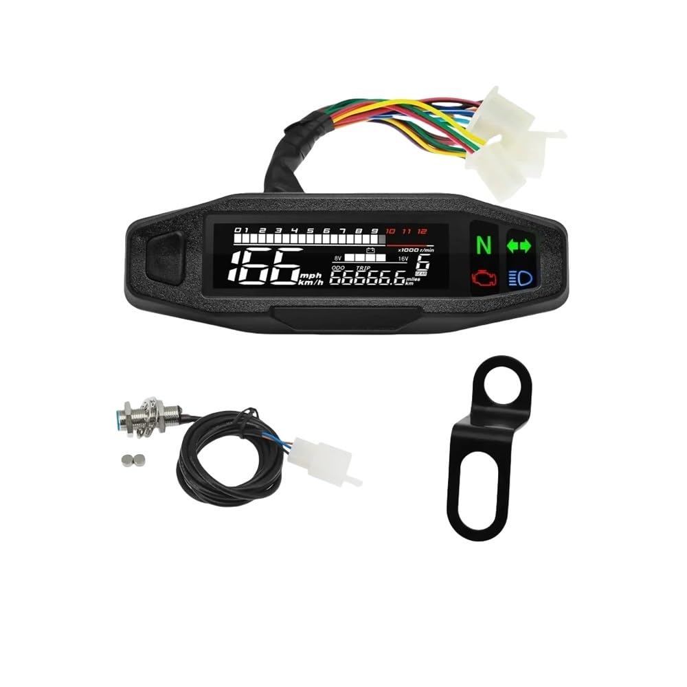 AZSUL Drehzahlmesser Universal Motorrad Tacho Dashboard Digital Panel Tachometer Kilometerzähler Speed ​​Gauge RPM Volt Meter Für Titan 150 Für von AZSUL