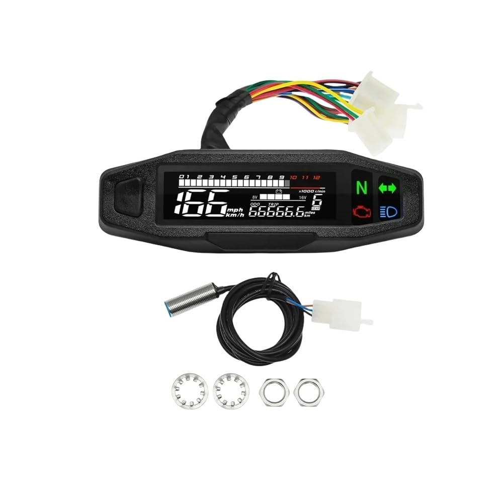 AZSUL Drehzahlmesser Universal Motorrad Tacho Dashboard Digital Panel Tachometer Kilometerzähler Speed ​​Gauge RPM Volt Meter Für Titan 150 Für von AZSUL