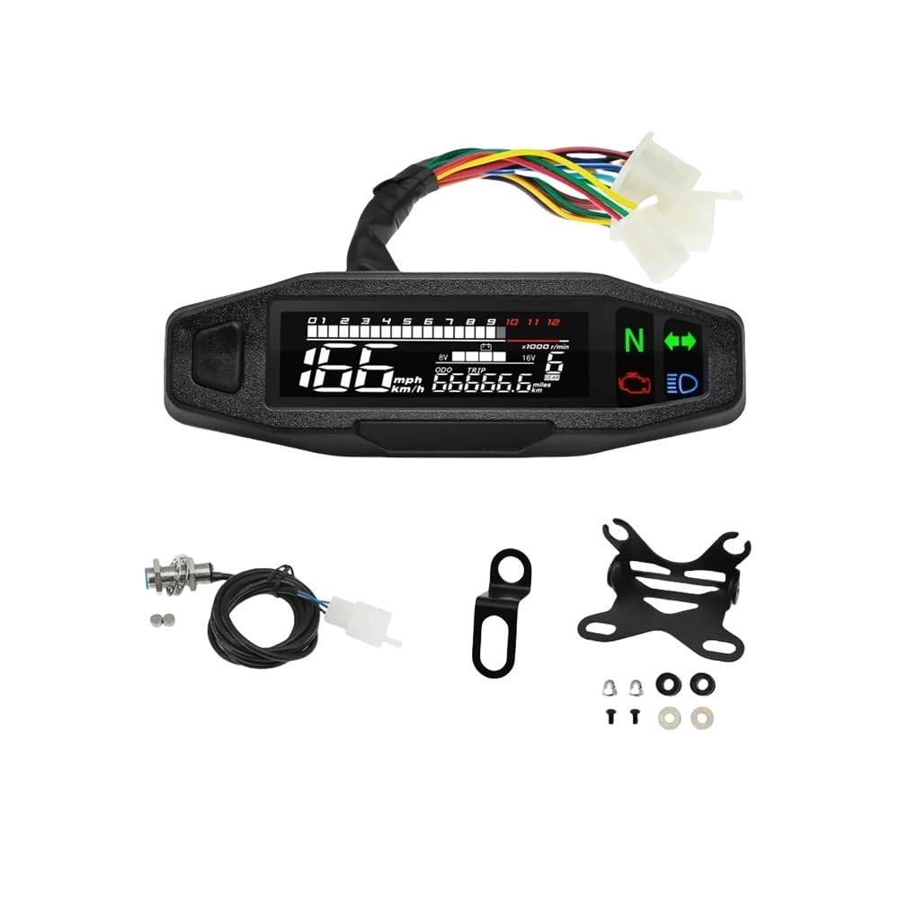 AZSUL Drehzahlmesser Universal Motorrad Tacho Dashboard Digital Panel Tachometer Kilometerzähler Speed ​​Gauge RPM Volt Meter Für Titan 150 Für von AZSUL