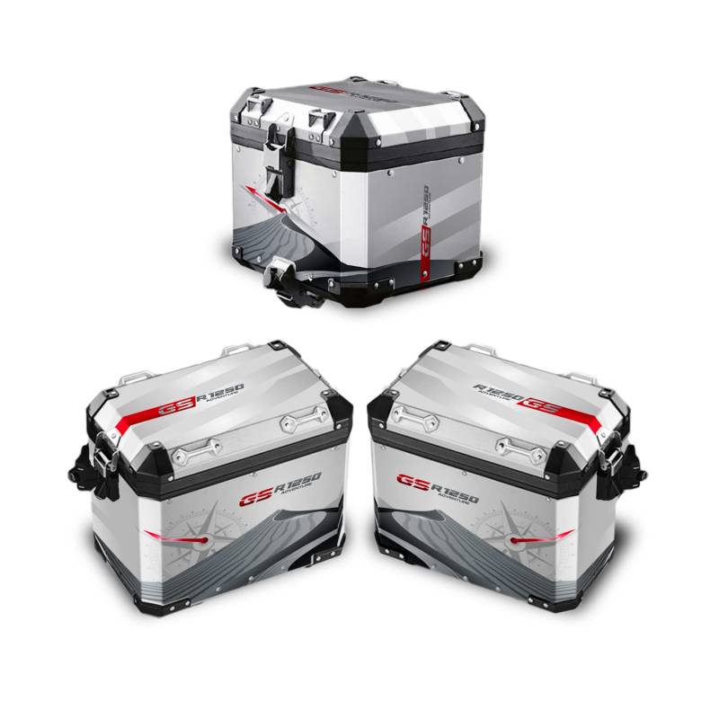 Aufkleber-Set VALIGIE Komplett kompatibel mit BMW Aluminium 2. Modell R 1250 GS ADV Ice Grey Dune Style VA2-FM-009 von AZgraphishop