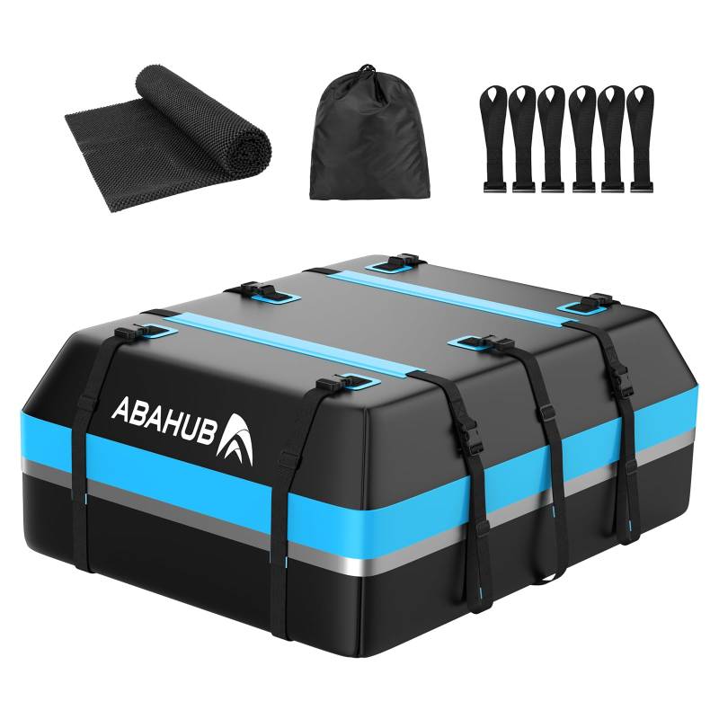 Abahub Auto Dachbox 800D Weich Faltbare wasserdichte Dachtasche mit Türhaken, Rutschfester Matte,Aufbewahrungstasche, Reflektierenden Streifen für Alle Autos mit/ohne Gepäckträger (425L) von Abahub