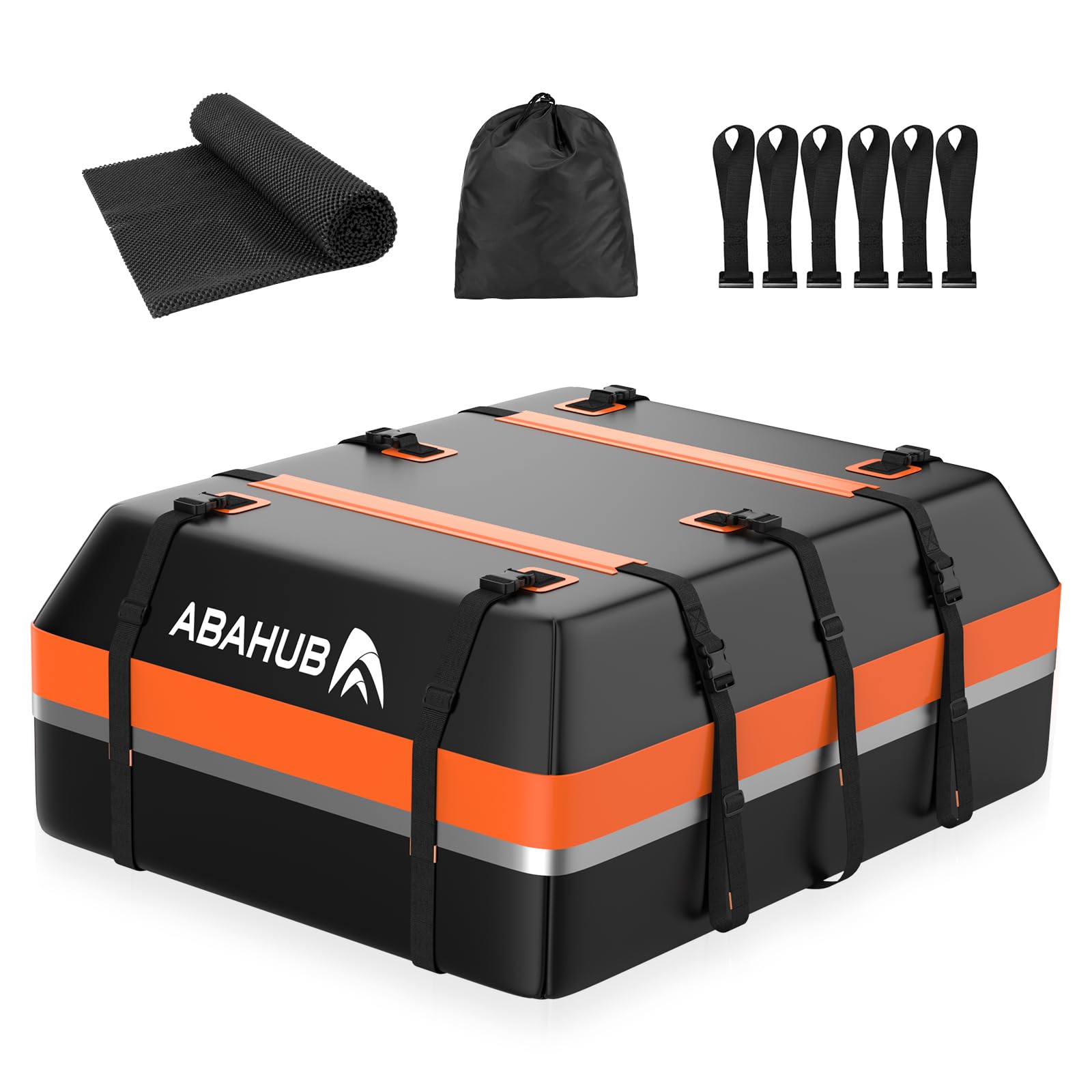 Abahub Auto Dachbox 800D Weich Faltbare wasserdichte Dachtasche mit Türhaken, Rutschfester Matte,Aufbewahrungstasche, Reflektierenden Streifen für Alle Autos mit/ohne Gepäckträger (425L) von Abahub