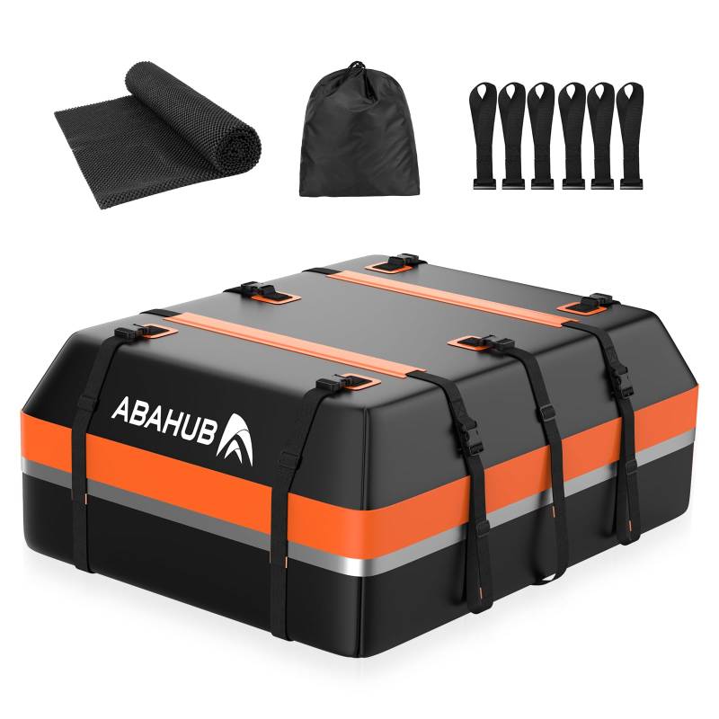 Abahub Auto Dachbox 800D Weich Faltbare wasserdichte Dachtasche mit Türhaken, Rutschfester Matte,Aufbewahrungstasche, Reflektierenden Streifen für Alle Autos mit/ohne Gepäckträger (600L) von Abahub