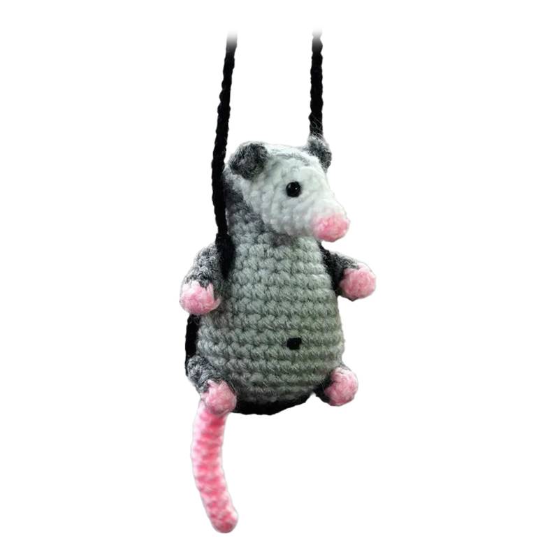 Gehäkelter Opossum Anhänger Auto Rückspiegel Gestrickt Hängende Verzierung Automobil Innenraum Charm Dekoration Für Frauen Und Männer von Abcsweet