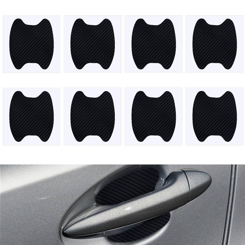 Abeillo 8 Stück Auto Türgriff Schutz, Türgriff Schutz Auto, Paint Scratch Protection Sticker Car Door Handle, Kohlefaser Autotürgriff Schutzfolie für Griffmulden(Schwarz,Klein) von Abeillo