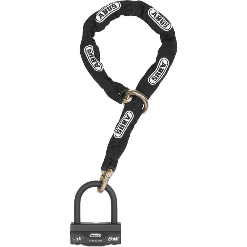 ABUS Schloss-Ketten-Kombi - Granit 58 + 12KS Black Loop - Motorradschloss aus Vorhängeschloss und Kette - ABUS-Sicherheitslevel 19, 120 cm von ABUS