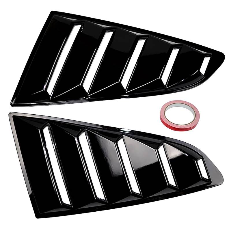 AcarKing Auto Heckspoiler Wing Kompatibel Mit Ford Für Mustang 2015 2016 2017 2018 2019 2020 2021 Hintere Viertelfenster-Lamellen Seitenfenster Spoiler Splitter-Abdeckung(Gloss Black) von AcarKing