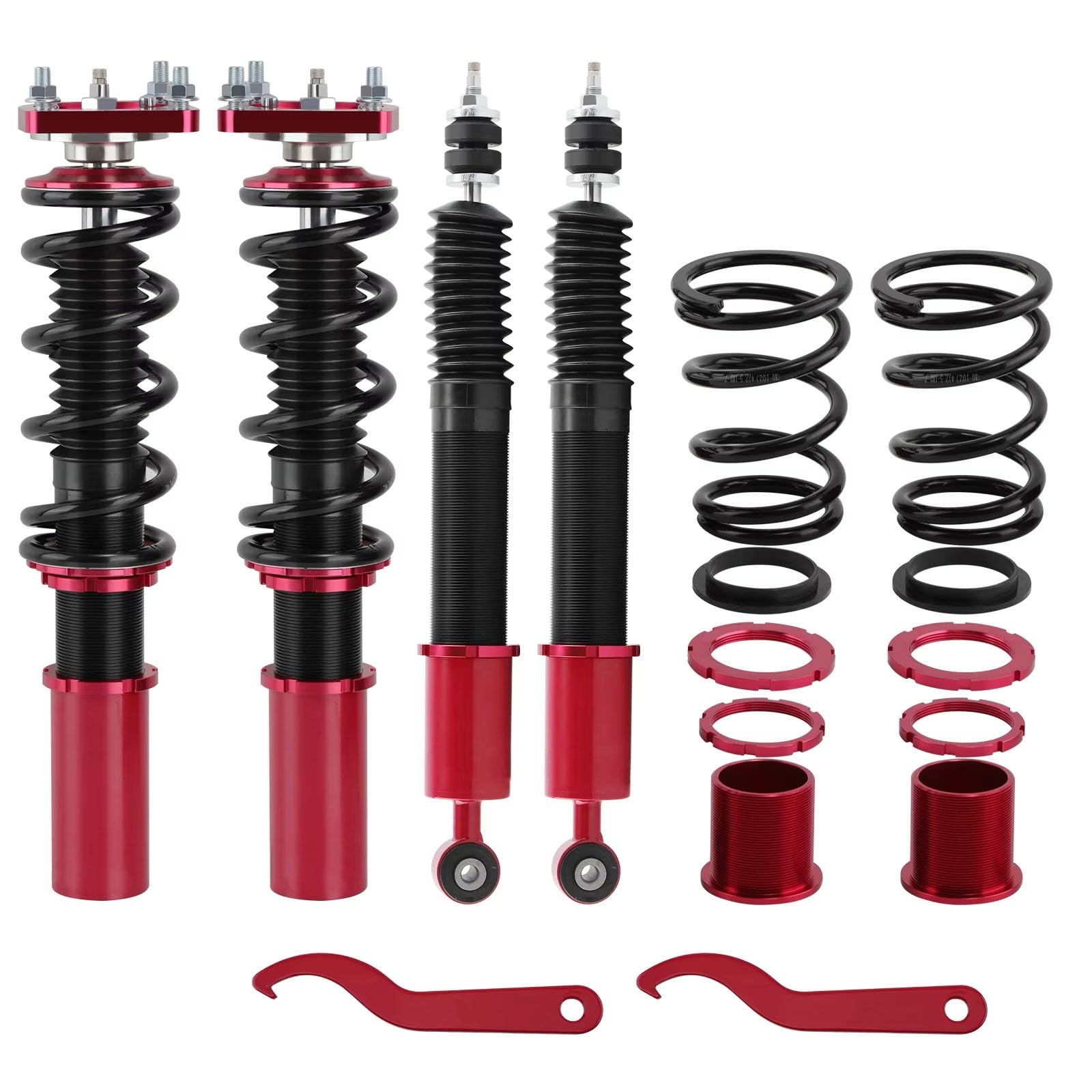 AcarKing Gewindefahrwerk Set Kompatibel Mit Ford Für Mustang Basis GT SN95 Für Cabrio Coupe 1994-2004 Dämpfung Gewindefahrwerk Aufhängungssatz Gewindefahrwerk Feder Stoßdämpfer(Red) von AcarKing