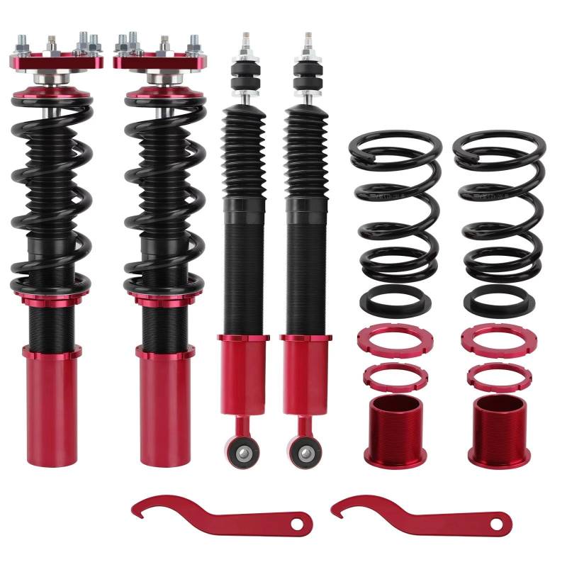 AcarKing Gewindefahrwerk Set Kompatibel Mit Ford Für Mustang Basis GT SN95 Für Cabrio Coupe 1994-2004 Dämpfung Gewindefahrwerk Aufhängungssatz Gewindefahrwerk Feder Stoßdämpfer(Red) von AcarKing