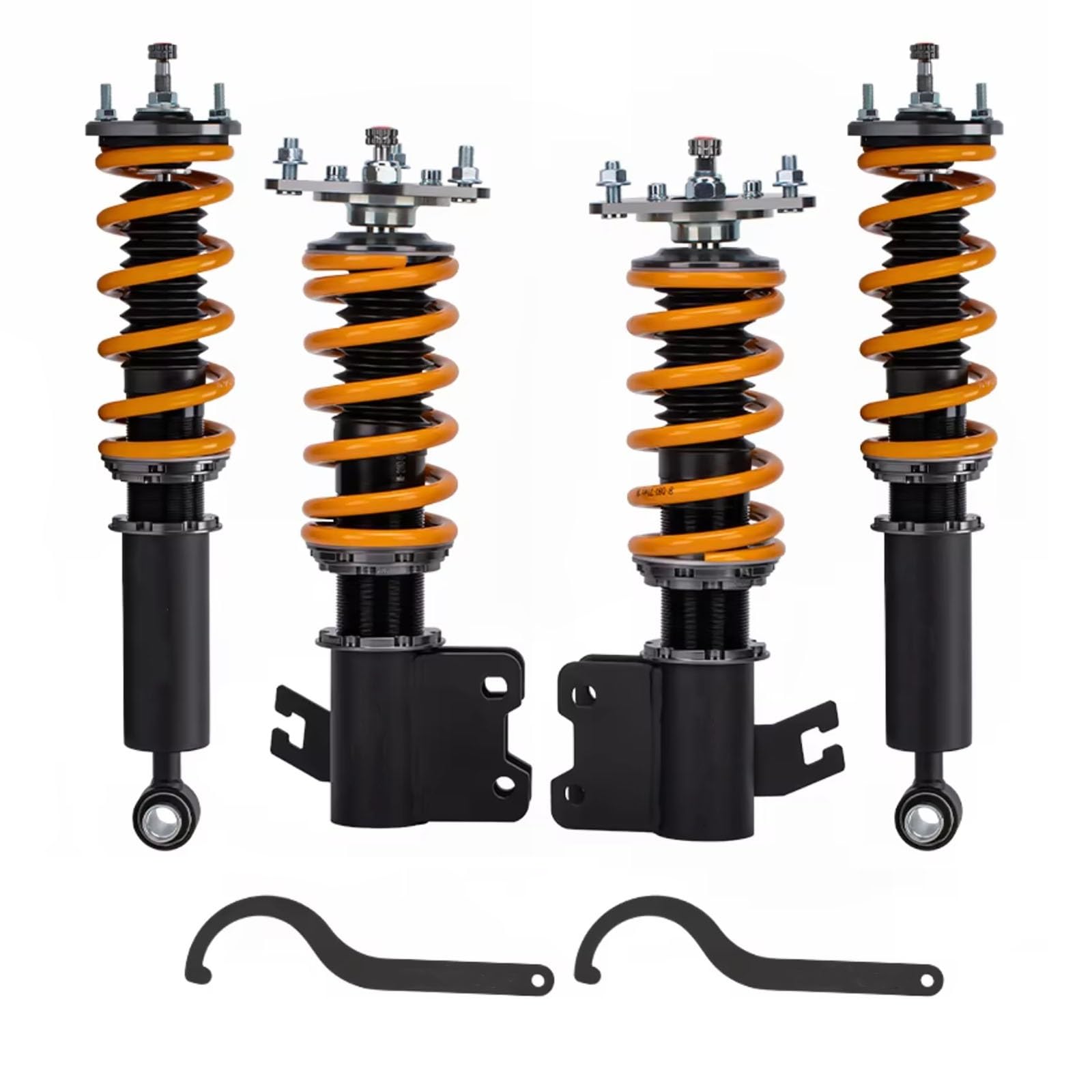 AcarKing Gewindefahrwerk Set Kompatibel Mit Nissan Für S13 Für Silvia 180sx Sileighty 200sx 240SX Verstellbare Dämpfer Gewindefahrwerk Stoßdämpfer Federbeine Autoteile(Yellow) von AcarKing