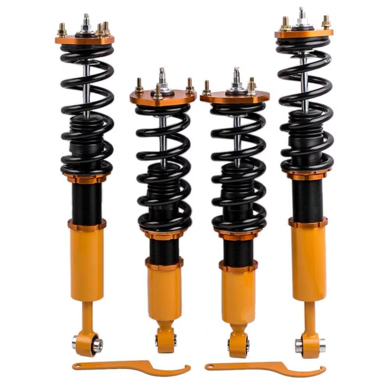 AcarKing Gewindefahrwerk Set Kompatibel Mit Toyota Für Mark II 2000 2001 2002 2003 2004 2005 2006 2007. 24 Verstellbare Gewindefahrwerks-Stoßdämpfer, Gewindefahrwerks-Tieferlegungssatz(Yellow) von AcarKing