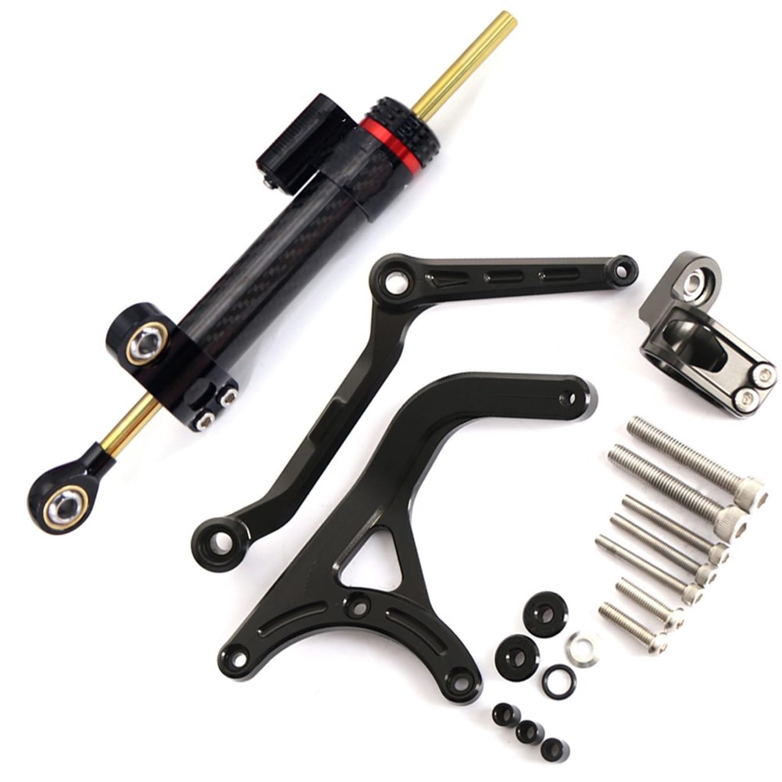 AcarKing Lenkungsdämpferstabilisator Kompatibel Mit Ducati Für Multistrada V4 2021-2024 Motorradteile Lineal Richtungslenkungsdämpferhalterungs-Kits Motorradzubehör(Black,E) von AcarKing