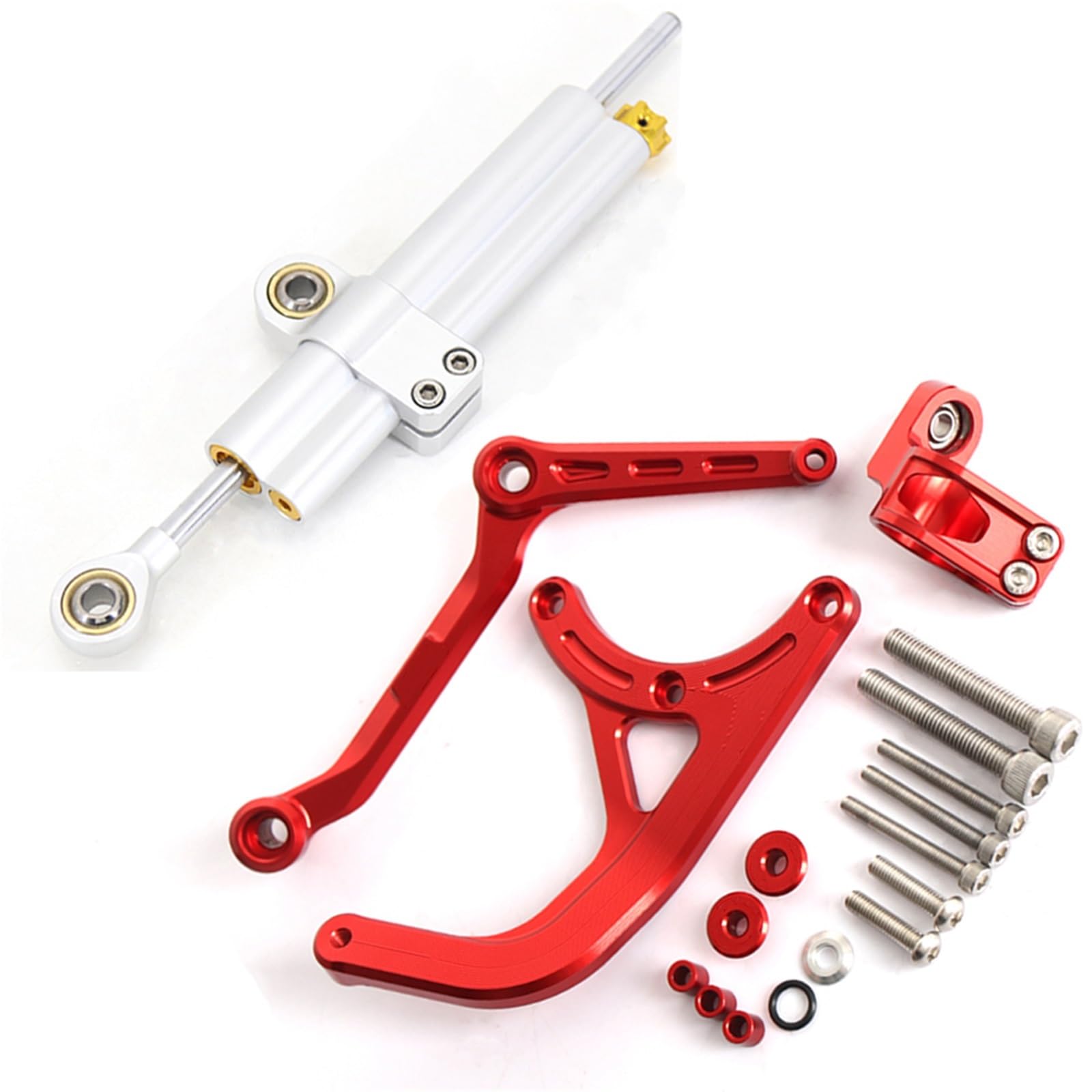 AcarKing Lenkungsdämpferstabilisator Kompatibel Mit Ducati Für Multistrada V4 2021-2024 Motorradteile Lineal Richtungslenkungsdämpferhalterungs-Kits Motorradzubehör(Red,B) von AcarKing