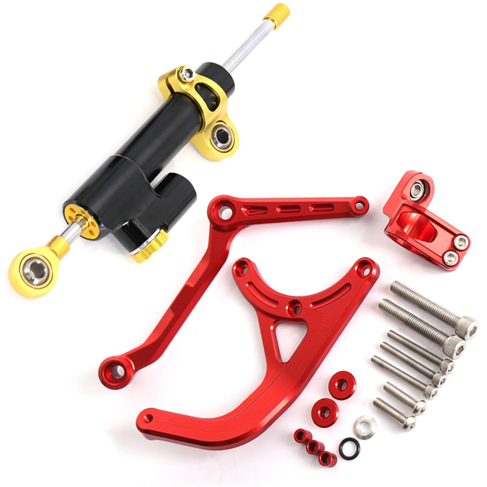 AcarKing Lenkungsdämpferstabilisator Kompatibel Mit Ducati Für Multistrada V4 2021-2024 Motorradteile Lineal Richtungslenkungsdämpferhalterungs-Kits Motorradzubehör(Red,C) von AcarKing