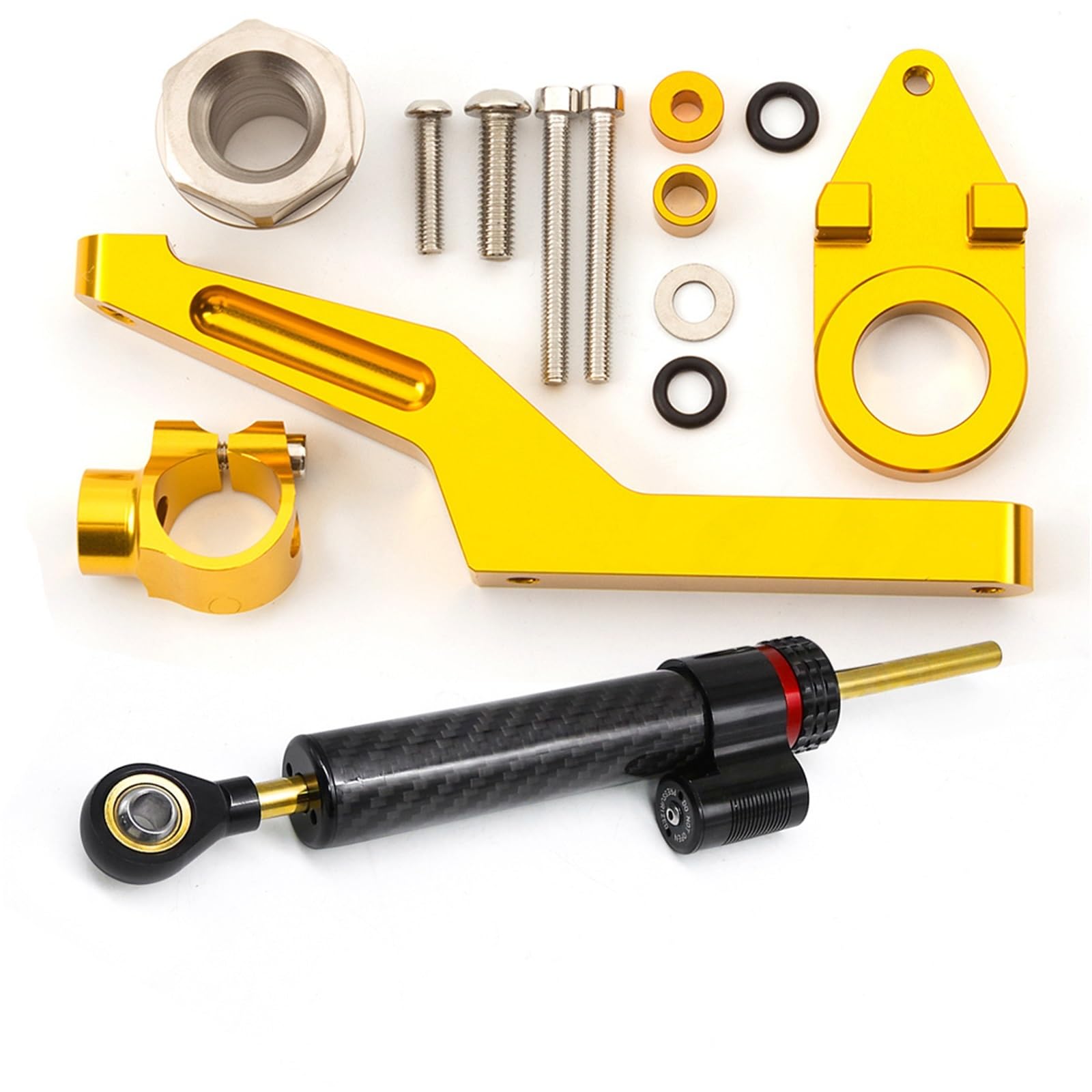 AcarKing Lenkungsdämpferstabilisator Kompatibel Mit Für ZX6R Für Ninja 600 Für ZX636 2009-2021 Motorrad Stabilisieren Dämpfer Halterung Montage Kit Carbon Lenkung Dämpfer(Yellow,A) von AcarKing