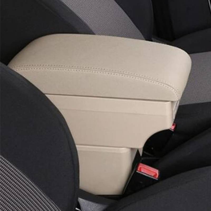 AcarKing Mittelarmlehne Kompatibel Mit FIAT 500 2015 2016 2017 2018 2019 2020 Auto-Armlehnenbox Armlehnen-Aufbewahrungsbox Arm Mittelkonsole Aufbewahrungskoffer (Color : Beige) von AcarKing