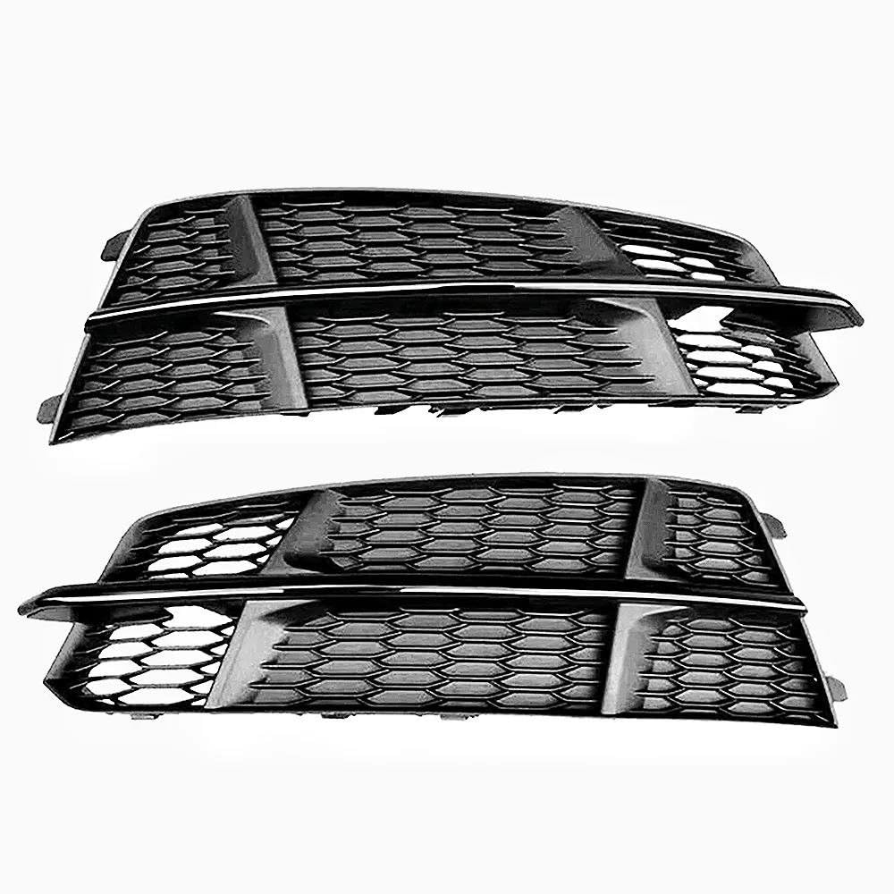 AcarKing Nebelscheinwerfer-Gitter Kompatibel Mit A6 C7 S6 2015 2016 2017 2018 Honeycomb HEX Kühlergrill Nebelscheinwerfer Lampenabdeckung 4G0807681AN 4G0807682AN(Glossy Black) von AcarKing