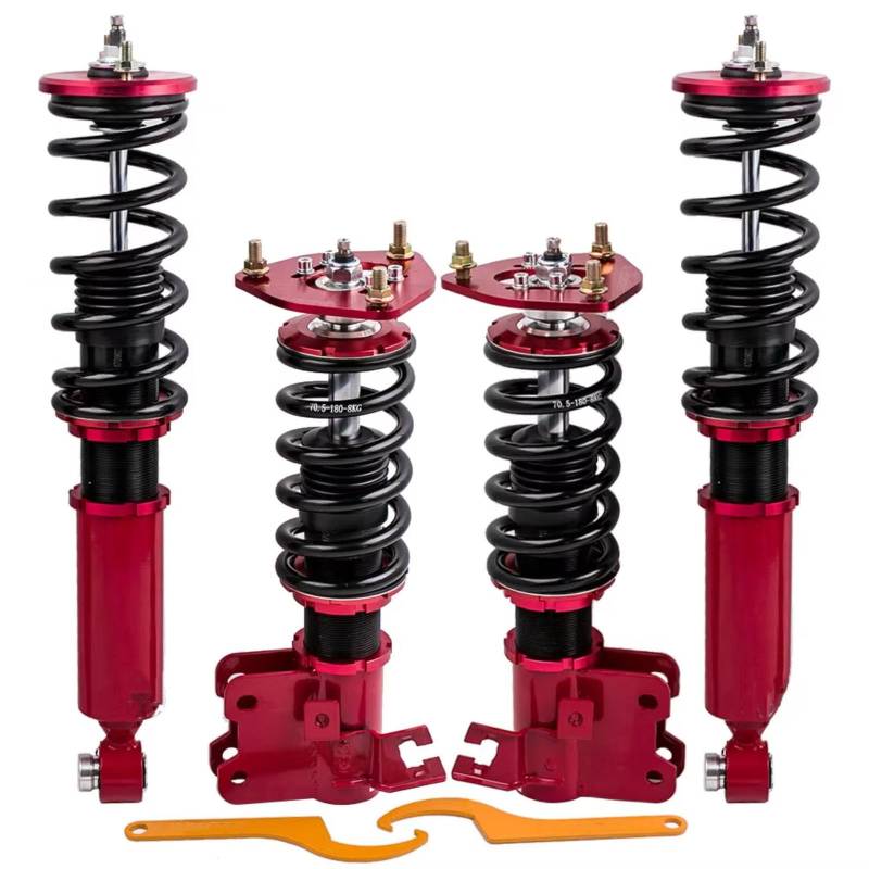 Gewindefahrwerk Set Kompatibel Mit Nissan Für S13 Für Silvia 180sx Sileighty 200sx 240SX Auto Teile Gewindefahrwerk Suspension Stoßdämpfer Strut ADJ. Dämpfer(Red) von AcarKing